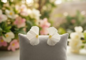 Mini Half White Plumeria Studs