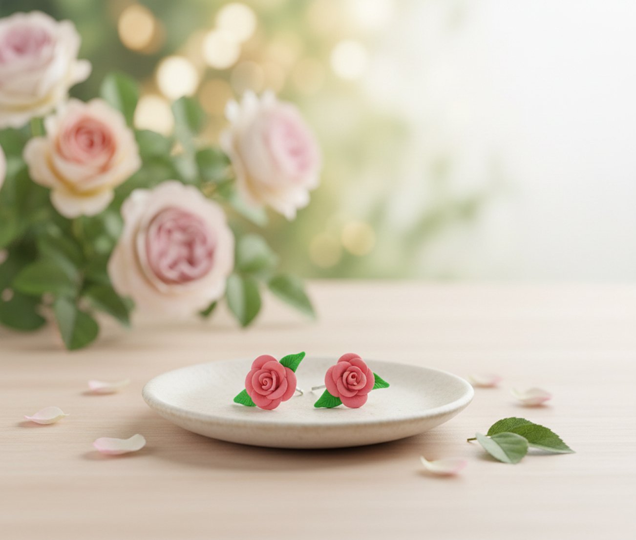 mini-hot-pink-rose-studs-with-leaves-2